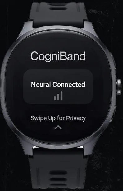CogniBand watch interface: Neural Connected, swipe up for Privacy Mode